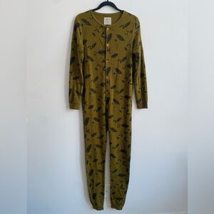 Boris Olive Leaf Print Kids Footie